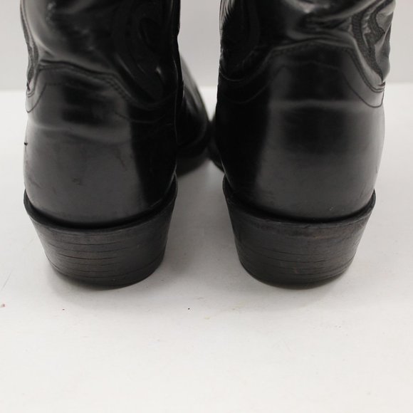 Justin Mens Black Leather with Embroidery Boot - Picture 3 of 7
